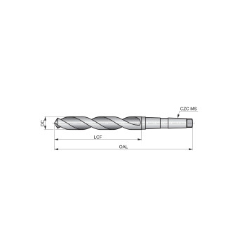 1.7/16 (36.51mm) HSS Morse Taper Shank Drill (A130) FL 195mm OAL 344mm