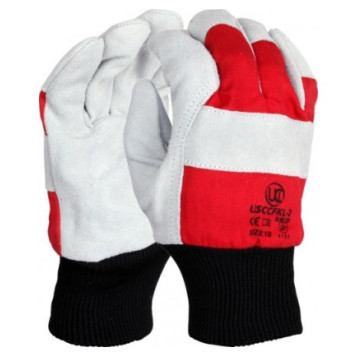 Red/Grey Fleece Lined Rigger Gloves C/W Knitted Wrist USCCFKL-2