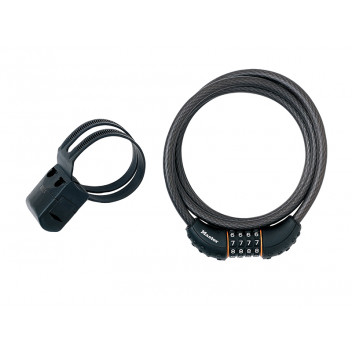Master Lock Black Braided Steel Combination Cable 1.8m x 10mm