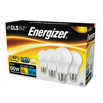 LED ES (E27) Opal GLS Non-Dimmable Bulb, Warm White 806 lm 9.2W (4 Pack)