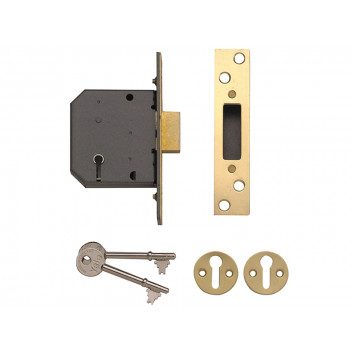 Yale Locks PM552 5 Lever Mortice Deadlock 67mm 2.5in Polished Brass