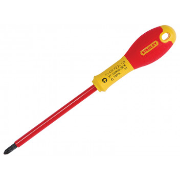 Stanley Tools FatMax VDE Insulated Screwdriver Pozidriv Tip PZ2 x 125mm