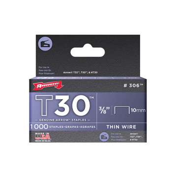 Arrow T30 Staples 306IP 10mm (3/8in) Box 5000