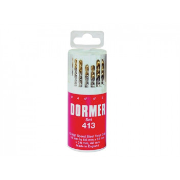 Dormer A094 No.419 HSS TiN Coated Drill Set of 19 1mm-10mm x 0.5mm