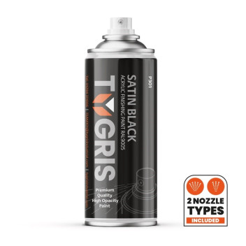 TYGRIS Satin Black Acrylic Paint (RAL9005) 400mL Aerosol - P301