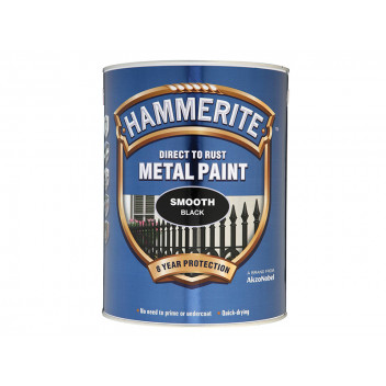 Hammerite Direct to Rust Smooth Finish Metal Paint Black 5 Litre