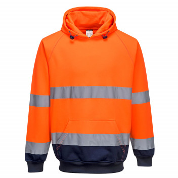 B316 Two-Tone Hooded Sweatshirt Orange/Navy Large