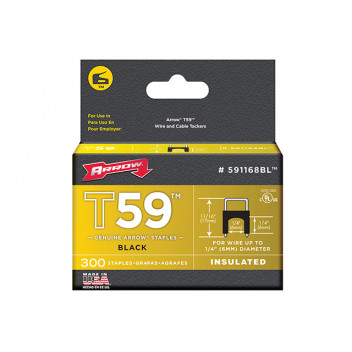 Arrow T59 Insulated Staples Black 6 x 6mm Box 300