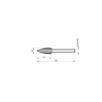 8mm Carbide Rotary Burr, Pointed Tree, Shape G (P713)