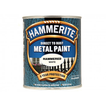 Hammerite Direct to Rust Hammered Finish Metal Paint White 750ml