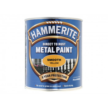 Hammerite Direct to Rust Smooth Finish Metal Paint Yellow 750ml