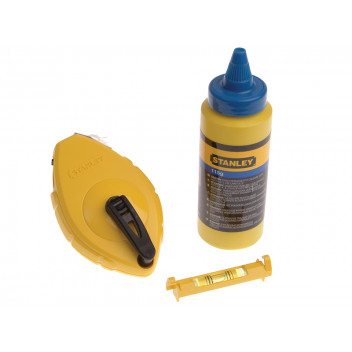 Stanley Tools Chalk Line 30m, Blue Chalk & Level