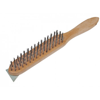 Faithfull 680/4S Heavy-Duty Scratch Brush with Scraper - 4 Row