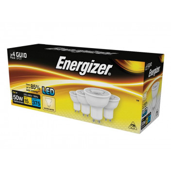 Energizer LED GU10 50 Non-Dimmable Bulb, Warm White 375 lm 5W (Pack 4)