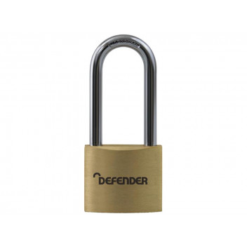 DEFENDER Brass Padlock Long Shackle 40mm