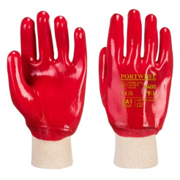 EXTRA LARGE SIZE 10 RED PVC KNITTED WRIST GLOVES A400XL