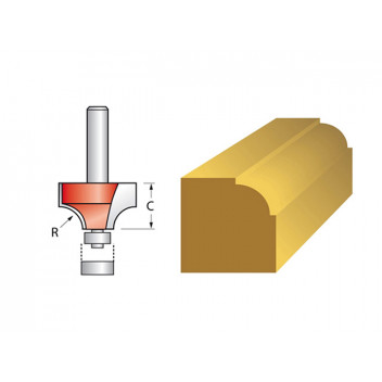 Faithfull Router Bit TCT 6.3mm Rounding Over 1/4in Shank