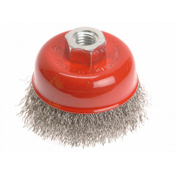 Faithfull Wire Cup Brush 80mm M14x2, 0.3mm Stainless Steel Wire