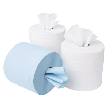2 Ply Embossed Standard Grade White 6 Centrefeed Rolls x 400 Sheets