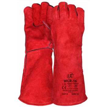 Lined Red Welders Gauntlet, Extended Cuff WGR-16