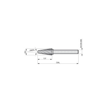 9.6mm Carbide Rotary Burr, Ball Nosed Cone, Shape L (P842)