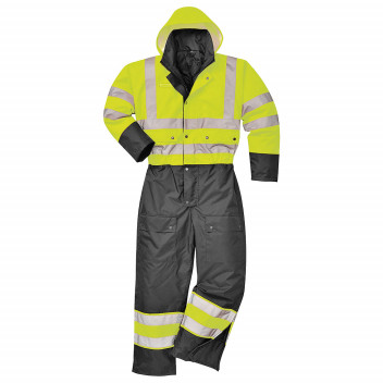 S485 Hi-Vis Contrast Coverall - Lined Yellow/Black XXL