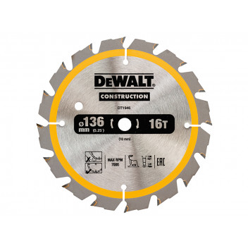 DEWALT Cordless Construction Trim Saw Blade 136 x 10mm x 16T