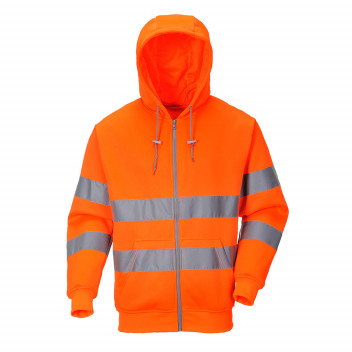 B305 Hi-Vis Zip Front Hoodie Orange Large