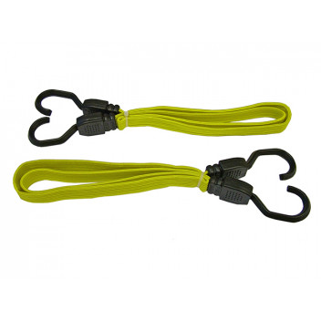 Faithfull Flat Bungee Cord 90cm (36in) Yellow 2 Piece