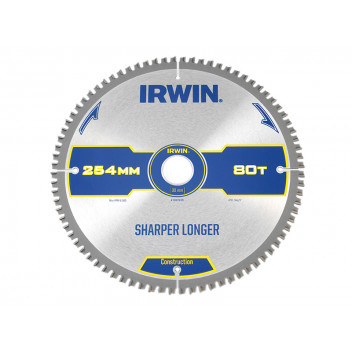 IRWIN Construction Mitre Circular Saw Blade 254 x 30mm x 80T ATB/Neg