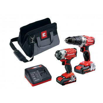 Einhell Power X-Change Combi & Impact Driver Twin Pack 18V 2 x 2.0Ah Li-ion