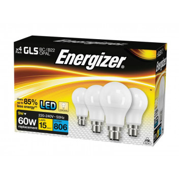 LED BC (B22) Opal GLS Non-Dimmable Bulb, Warm White 806 lm 9.2W (4 Pack)