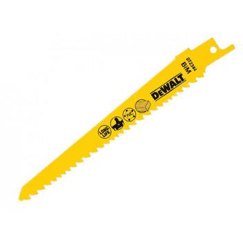 DEWALT Cobolt Steel Sabre Blade Fine Fast Cuts in Wood & Plastic 152mm Pack of 5