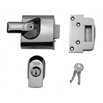Yale Locks BS1 Nightlatch British Standard Lock 60mm Backset Chrome Finish Visi