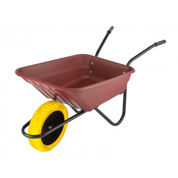 Walsall Boxed 90L Burgundy Polypropylene Wheelbarrow - Puncture Proof