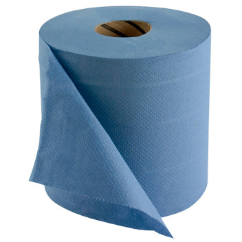2 PLY BLUE EMBOSSED CENTRE FEED ROLL