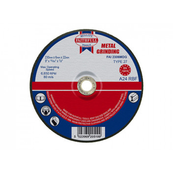 Faithfull Depressed Centre Metal Grinding Disc 230 x 6.4 x 22.23mm