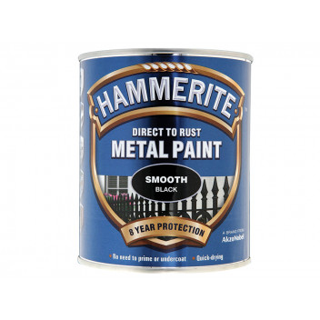 Hammerite Direct to Rust Smooth Finish Metal Paint Black 750ml