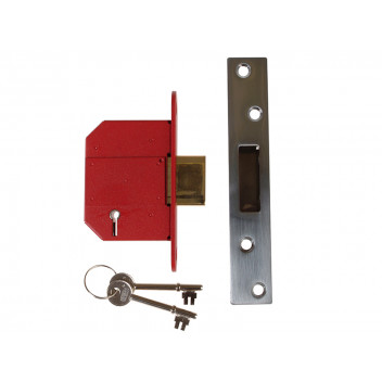 UNION StrongBOLT 2100S BS 5 Lever Mortice Deadlock 81mm 3in Satin Chrome Visi