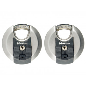 Master Lock Excell Stainless Steel Discus 70mm Padlock Keyed Alike x 2