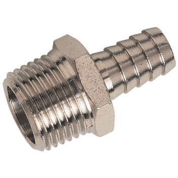 1/4\" BSPT Male Straight Hose Tails, Nickel Plated Brass
