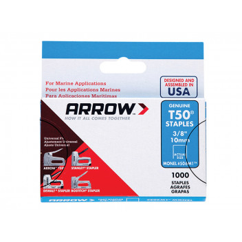 Arrow T50M 506m Monel Staples 10mm (3/8in) Box 1000