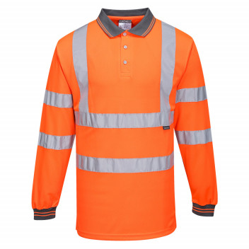S277 Hi-Vis Long Sleeved Polo Orange XL