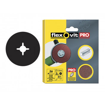 Flexovit Aluminium Oxide Fibre Discs 125mm Fine 80G (Pack of 3)