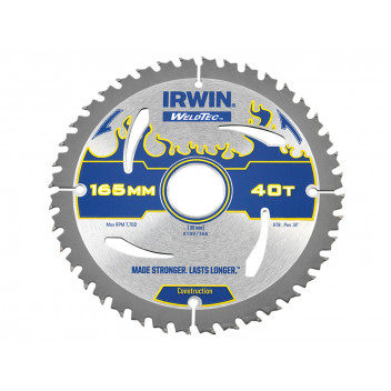 IRWIN Weldtec Circular Saw Blade 165 x 30mm x 40T ATB