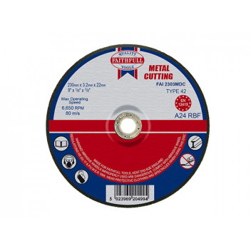 Faithfull Depressed Centre Metal Cutting Disc 230 x 3.2 x 22.23mm