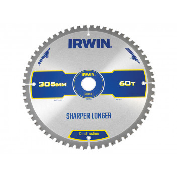 IRWIN Construction Mitre Circular Saw Blade 305 x 30mm x 60T ATB/Neg