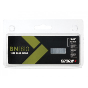 Arrow BN1810 Brad Nails 15mm Pack 1000