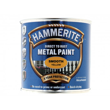 Hammerite Direct to Rust Smooth Finish Metal Paint Yellow 250ml