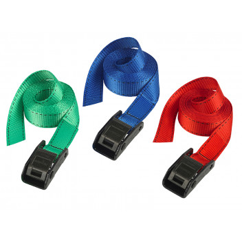 Master Lock Lashing Strap with Metal Buckle, Coloured 5m 150kg (Pack 2)